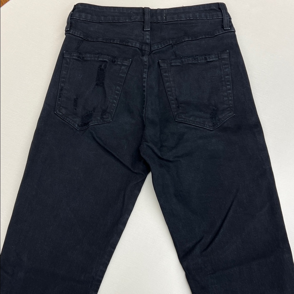 AMO bella denim pant jeans in black oak distressed raw undone hem size 26 - Picture 7 of 11